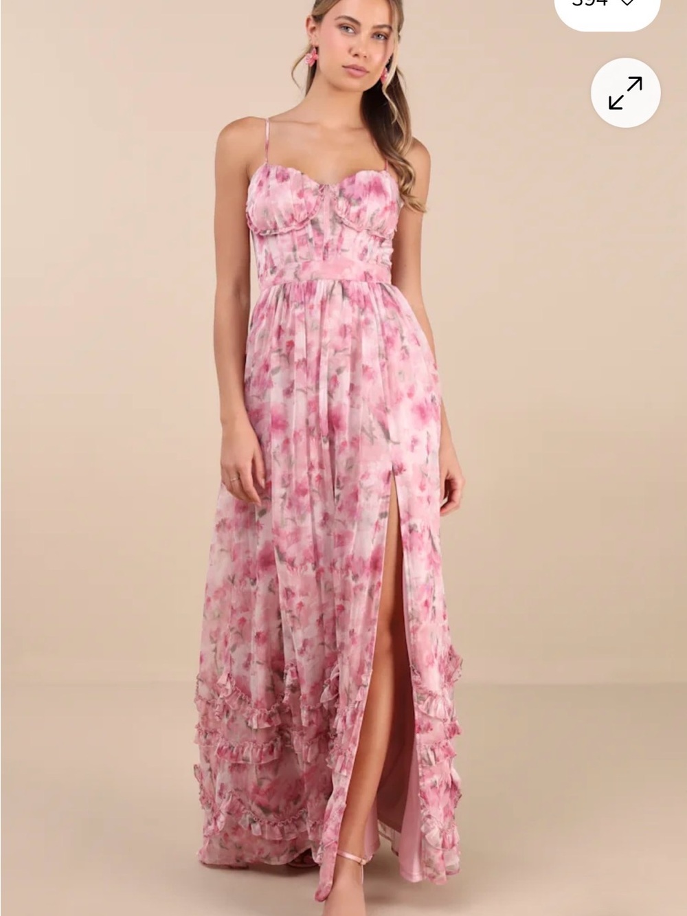 Floral Pink Spring full length Dress NWT